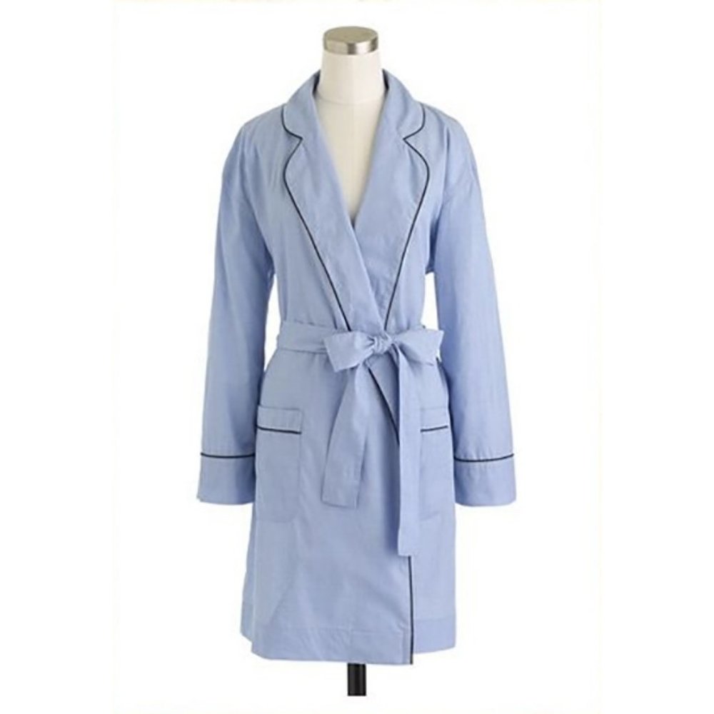 J Crew End-on-End Cotton Pajama Robe Hydrangea S/M